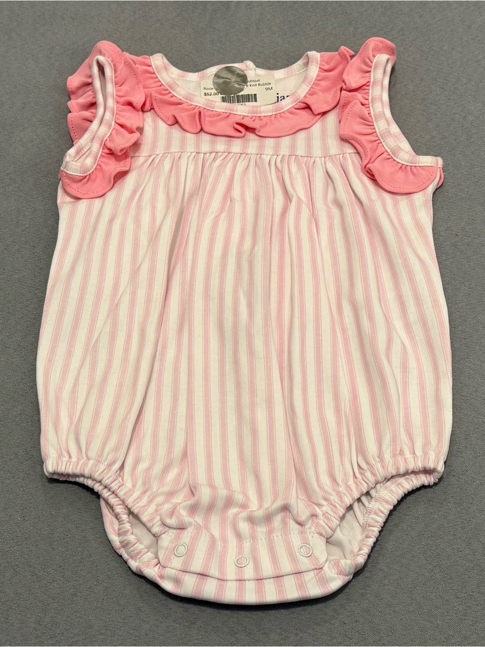 James and Lottie pink and white stripe bubble